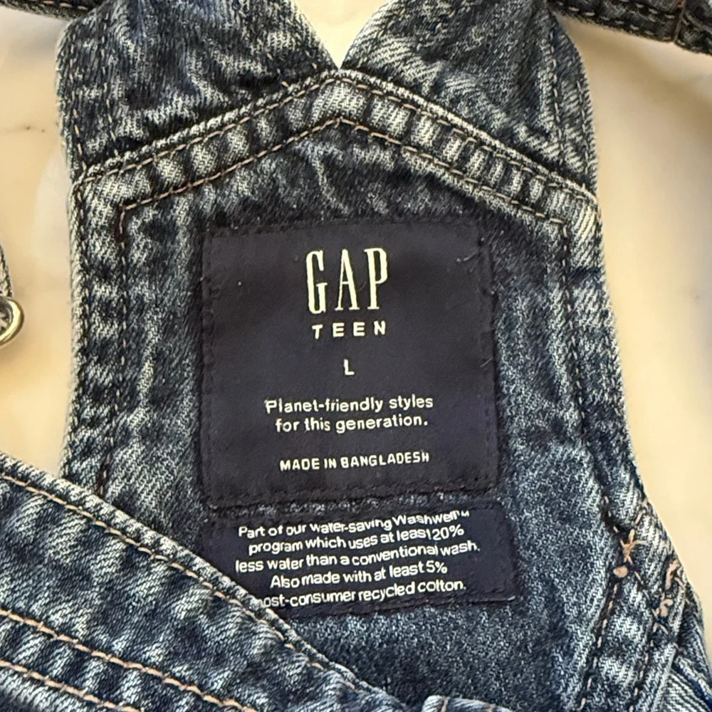 GAP Teen Girls Dark Wash Denim Overalls Adjustable Straps Large